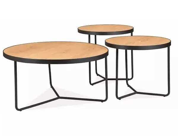 Set măsuțe de cafea Demeter stejar / negru mat ø80/h40 cm