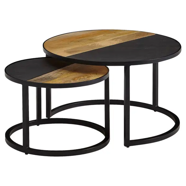 Set Măsuțe De Cafea din lemn, piatră, 60/60/36 cm