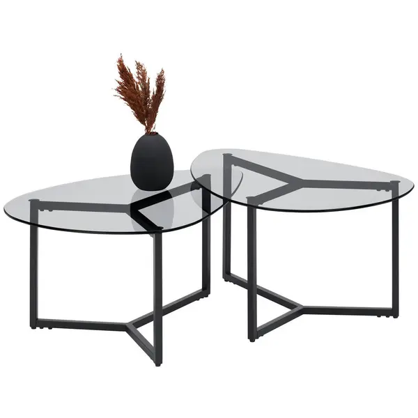 Set Măsuțe De Cafea din metal, sticlă, 82,5/59/36,5-40 cm