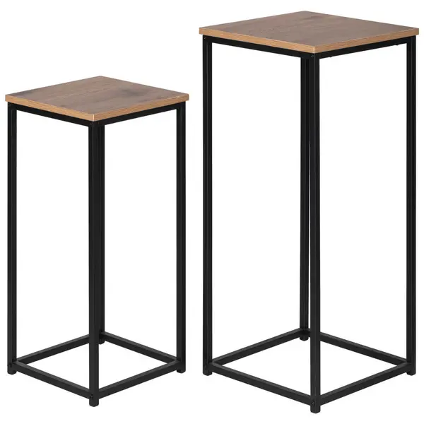 Set Măsuțe Suport Flori din metal, material pe bază de lemn,