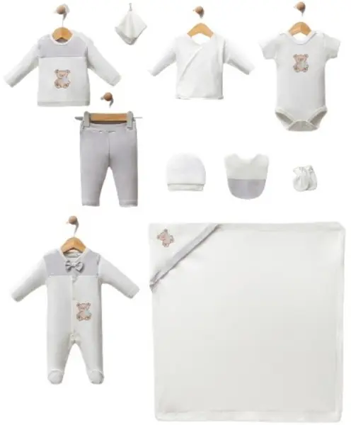 Set maternitate pentru bebeluşi Bip Baby - 10 piese, gri