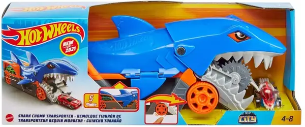 Set Mattel Hot Wheels - Transportor auto Rechin, cu o masina