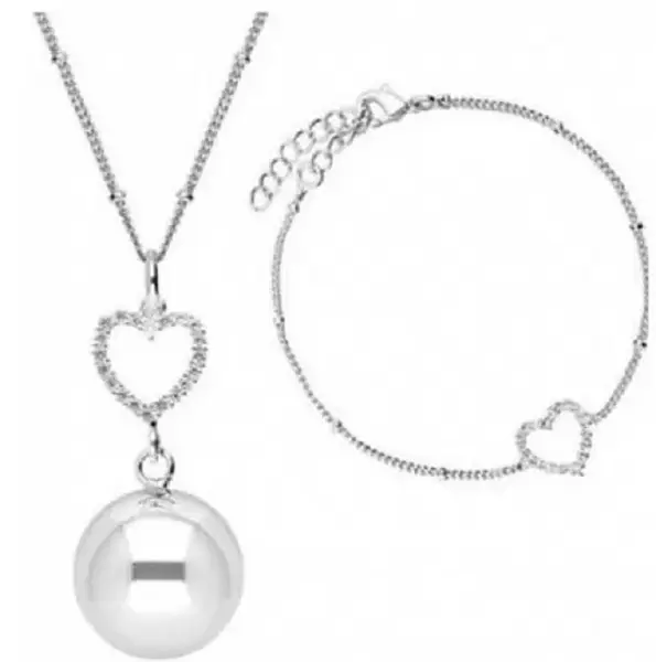 Set medalion și brățară pentru gravide Bola - Silver Heart