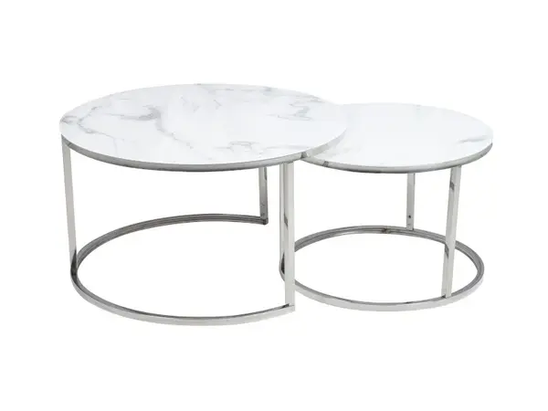 Set mese de cafea Atlanta B – Marmura Alba/Crom