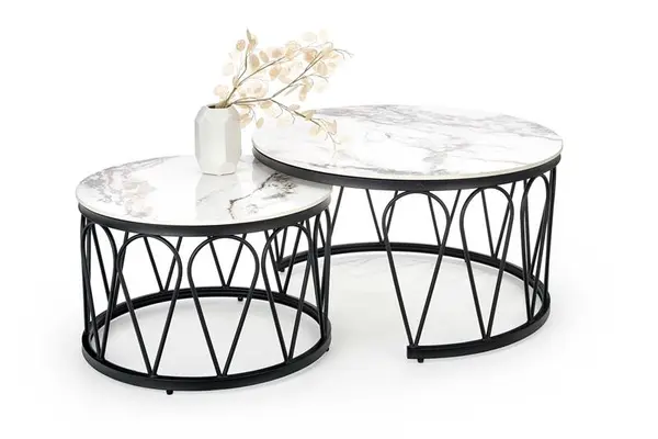 Set mese de cafea Formosa – Marmura Alba/Negru