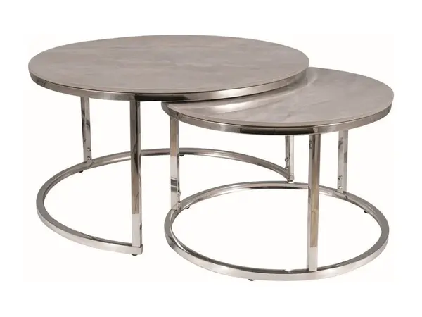 Set mese de cafea Portafino B marmura gri/argintiu ø60/ø45 cm