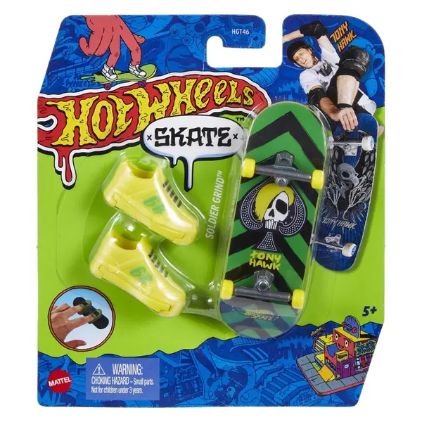 Set mini placa skateboard cu pantofi, Hot Wheels, HNG26