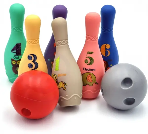 Set moale de bowling Woopie - Cifre și animale, 8 piese