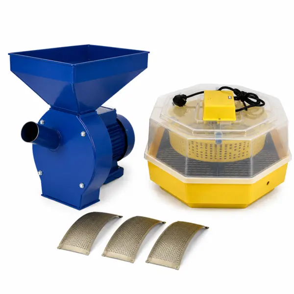 Set moara cereale pentru cereale stiuleti si incubator electric pentru oua, Cleo, model 5 DEPOX , galben albastru