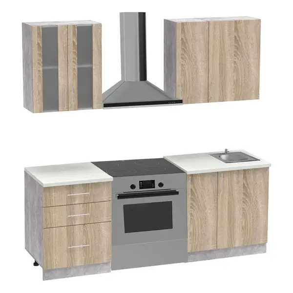 Set mobila bucatarie 4 buc Festa II, Sonoma, 140x60x85 cm