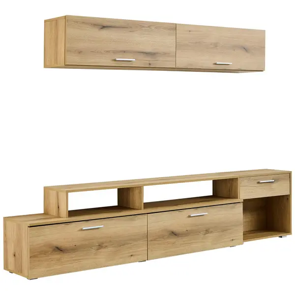 Set Mobilă Living, 2 piese, culoare lemn stejar, 247/86/36 cm