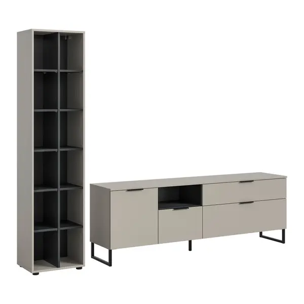 Set Mobilă Living, 2 piese, negru, cașmir, 245/192/41 cm