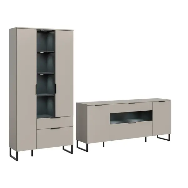 Set Mobilă Living, 2 piese, negru, cașmir, 290/192/41 cm