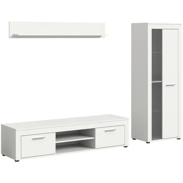 Set Mobilă Living, 3 piese, alb, 235/159/35 cm