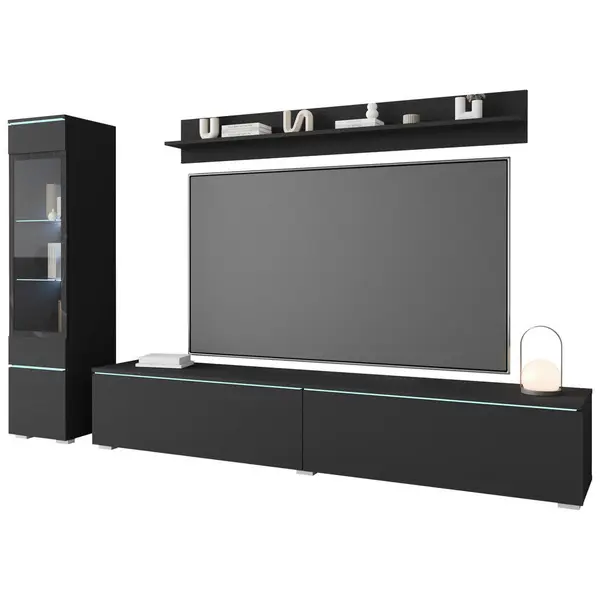 Set Mobilă Living, 3 piese, grafit, 210/130/33 cm