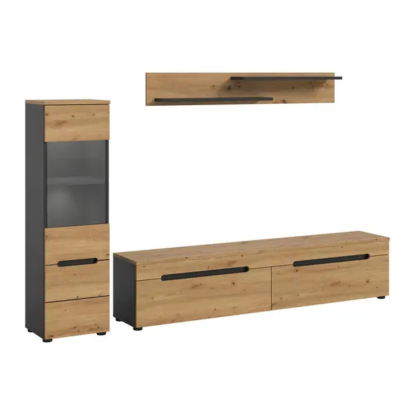 Set Mobilă Living, 3 piese, stejar Artisan, 221/141/33 cm
