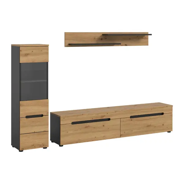 Set Mobilă Living, 3 piese, stejar Artisan, 221/141/33 cm