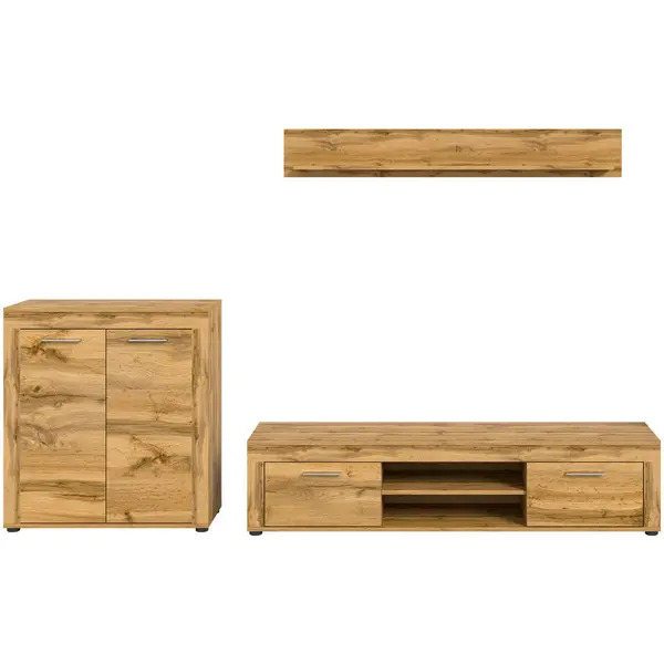Set Mobilă Living, 3 piese, stejar Wotan, 255/159/35 cm