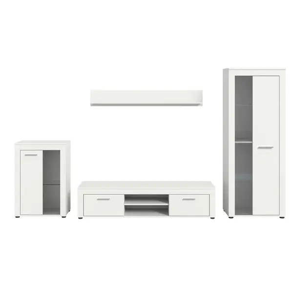 Set Mobilă Living, 4 piese, alb, 310/169/35 cm