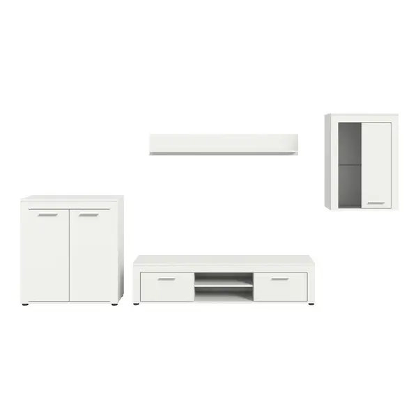 Set Mobilă Living, 4 piese, alb, 330/169/35 cm