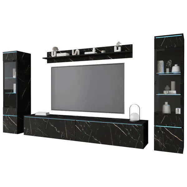 Set Mobilă Living, 4 piese, ardeziu, 240/130/33 cm