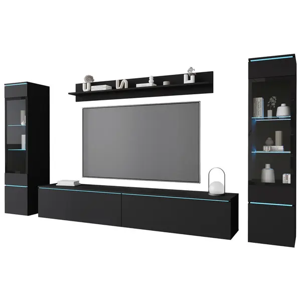 Set Mobilă Living, 4 piese, grafit, 240/130/33 cm