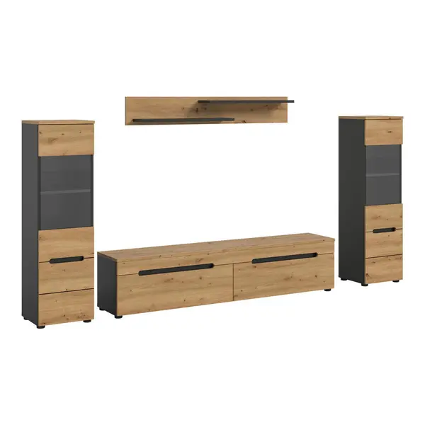 Set Mobilă Living, 4 piese, stejar Artisan, 272/141/33 cm