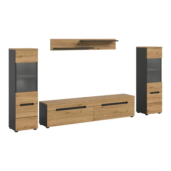 Set Mobilă Living, 4 piese, stejar Artisan, 272/141/33 cm