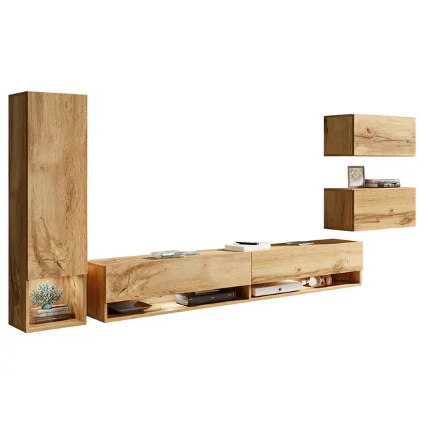 Set Mobilă Living, 4 piese, stejar Wotan, 270/130/32,5 cm