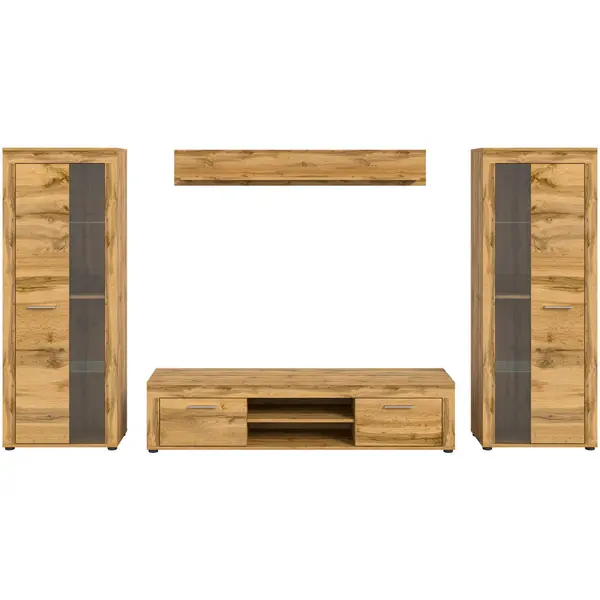 Set Mobilă Living, 4 piese, stejar Wotan, 310/159/35 cm