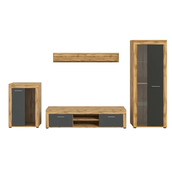 Set Mobilă Living, 4 piese, stejar Wotan, 310/169/35 cm