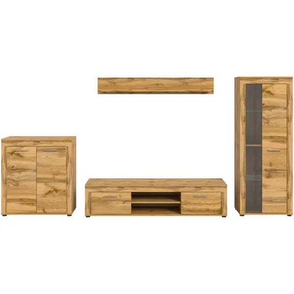 Set Mobilă Living, 4 piese, stejar Wotan, 330/159/35 cm