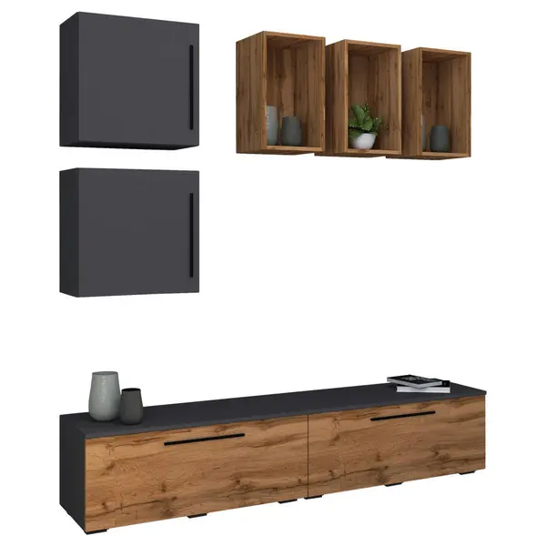 Set Mobilă Living, antracit, 190/200/40 cm