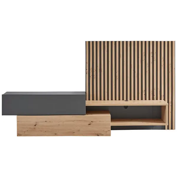 Set Mobilă Living, gri, stejar Artisan, 288,5/152,5/42,5 cm
