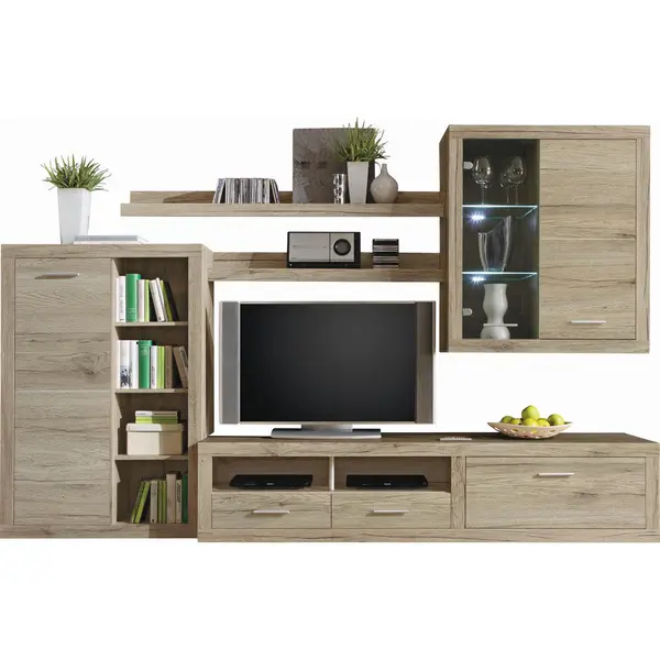 Set Mobila Living, stejar San Remo, 292/189/48 cm