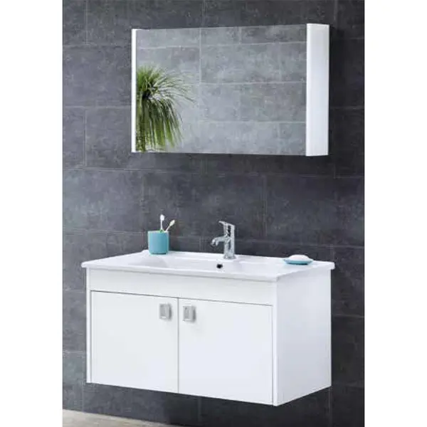 Set mobilier baie Mira suspendat 3 piese alb 85 cm