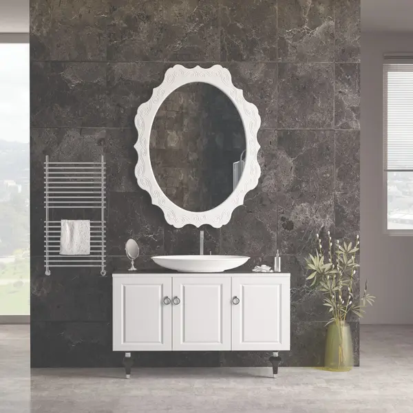 Set mobilier baie Palermo cu baza pentru lavoar oglinda 120 cm alb