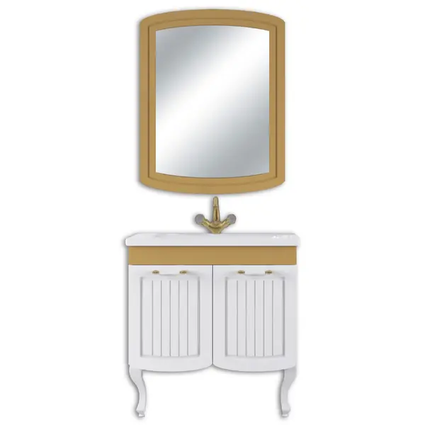 Set mobilier baie Pera 3 piese alb-auriu 80 cm