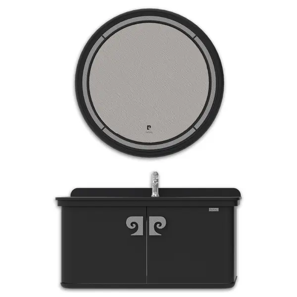 Set mobilier baie Pierre Cardin Eva suspendat 3 piese negru-argintiu mat 101 cm