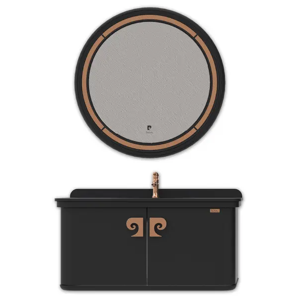 Set mobilier baie Pierre Cardin Eva suspendat 3 piese negru-aramiu mat 101 cm