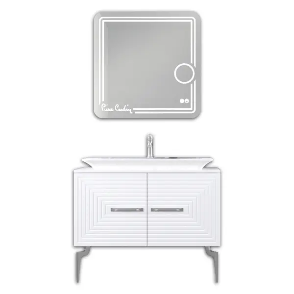 Set mobilier baie Pierre Cardin Halley 3 piese alb-argintiu 100 cm