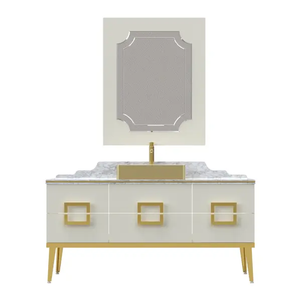 Set mobilier baie Pierre Cardin Mercury 3 piese alb-auriu 150 cm