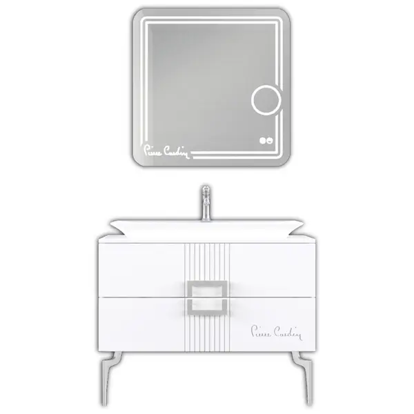 Set mobilier baie Pierre Cardin Vega 3 piese alb-argintiu 100 cm