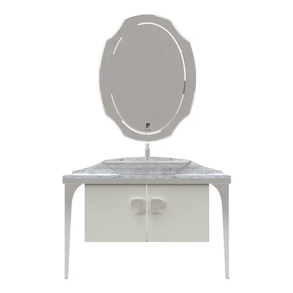 Set mobilier baie Pierre Cardin Venus 3 piese alb-argintiu 120 cm