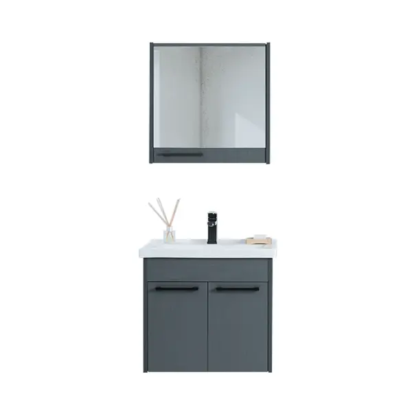 Set mobilier baie Sofia suspendat 3 piese gri inchis 65 cm