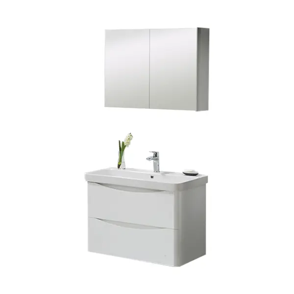 Set mobilier baie Zen suspendat 3 piese alb 80 cm