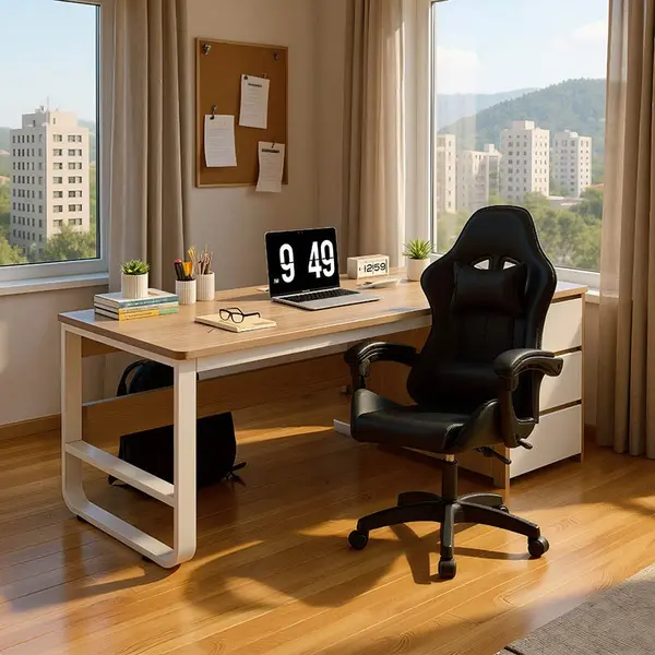 Set mobilier birou 2 buc Huey Natural 120x59x118 cm