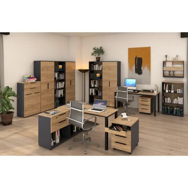 Set mobilier birou Claudiu 1 stejar artisant grafit