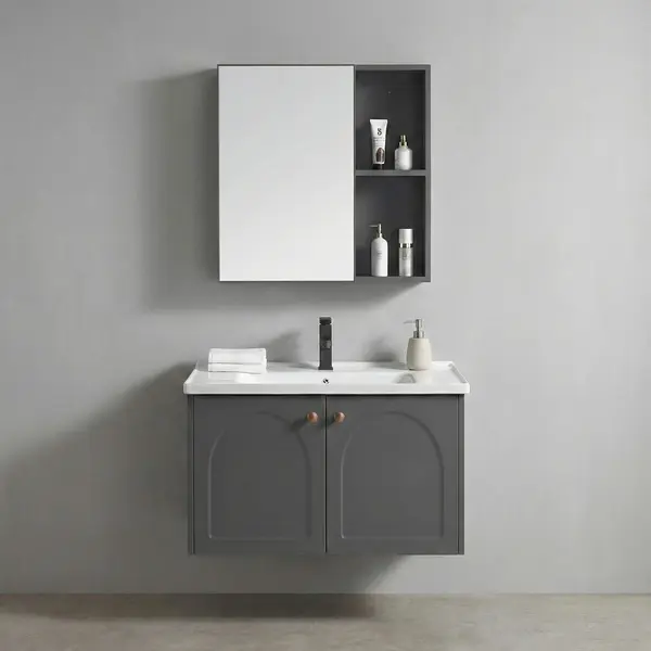 Set mobilier de baie cu lavoar Denver 60cm Grey