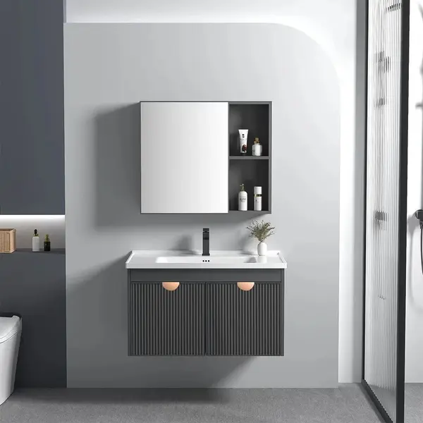 Set mobilier de baie cu lavoar Mario 60cm Grey